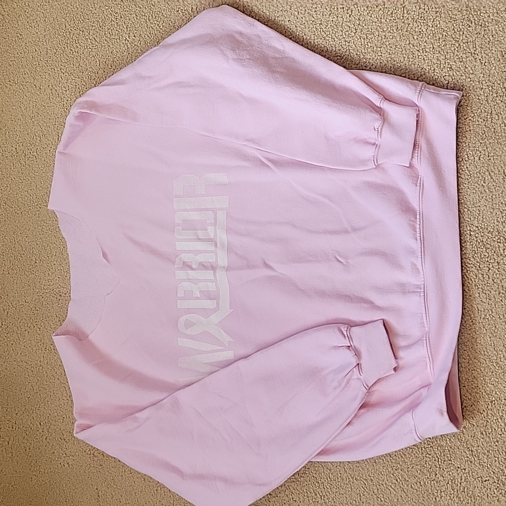 "Warrior" breast cancer, pink women's swearshirt cut out neck, looks Great